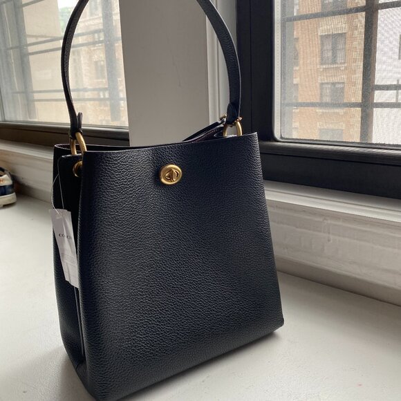 Coach Black Pebbled Leather Charlie Bucket Bag NWT - Picture 1 of 11